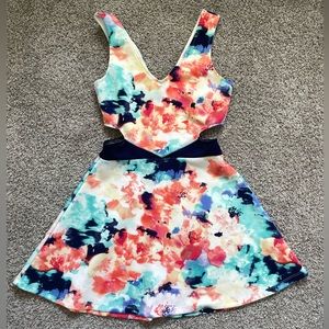 Colorful Cut Out Multiprint Dress